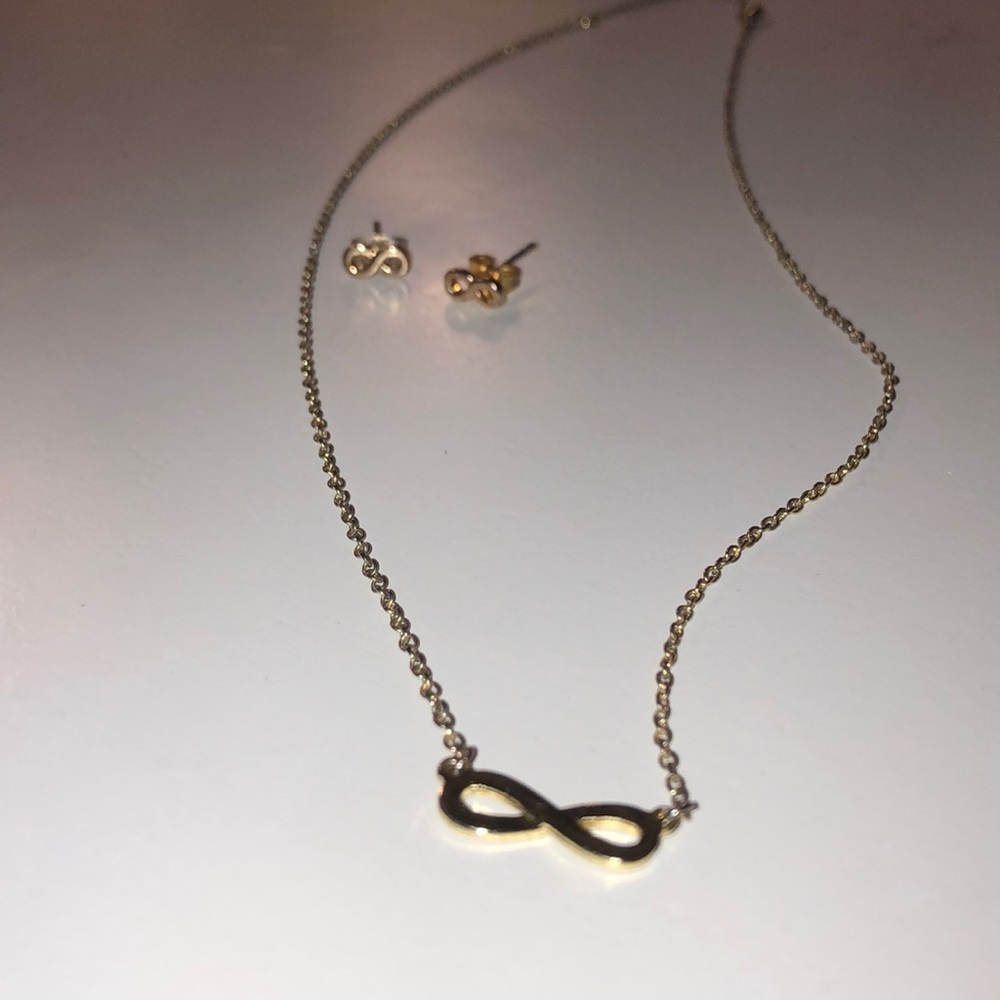 Gold Infinity Necklace and Earring Set